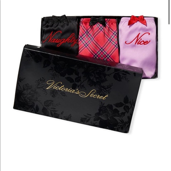 NWT victoria secret naughty nice satin panties set box - Picture 2 of 3